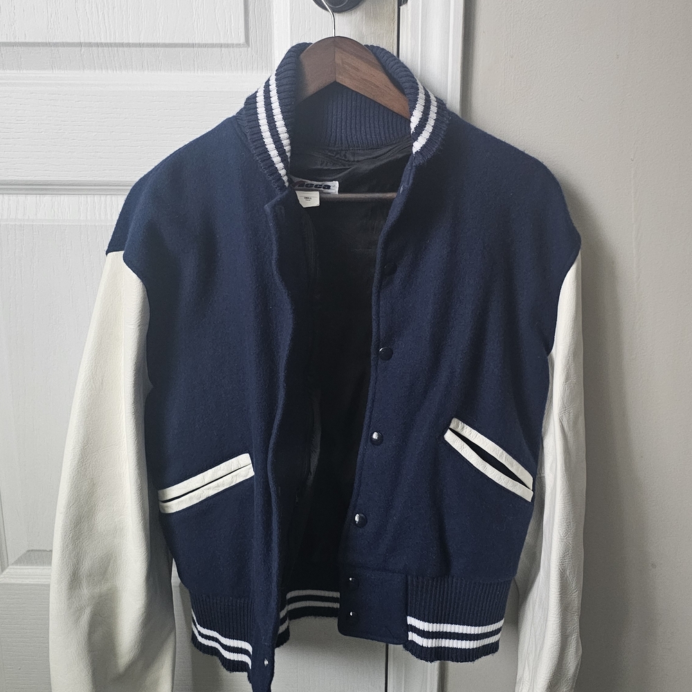 Classic Navy and White Bomber Jacket